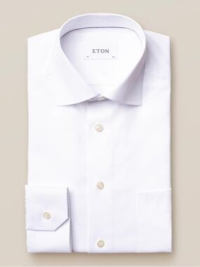 Eton White Dress Shirt, Contemporary Fit, Size 18 / 46